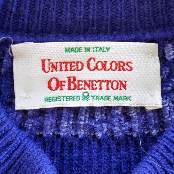 Vintage Benetton Knit Sweater Dress Purple Women Size 14 to 16 READ - Picture 3 of 8